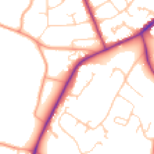 Daytime road noise heatmap for RG27 8RN