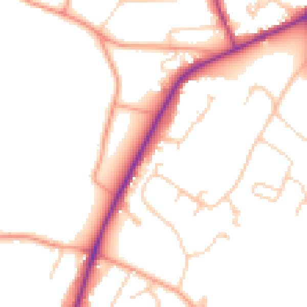 Daytime road noise heatmap for RG27 8RP