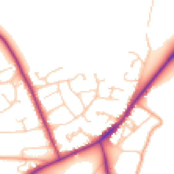 Daytime road noise heatmap for RG27 8TL