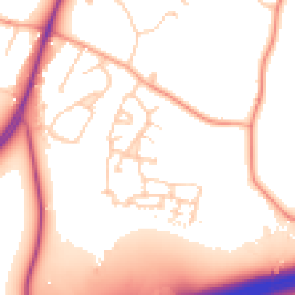 Daytime road noise heatmap for RG27 8WW