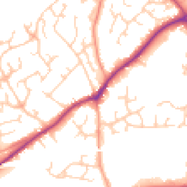 Daytime road noise heatmap for RG27 9DG