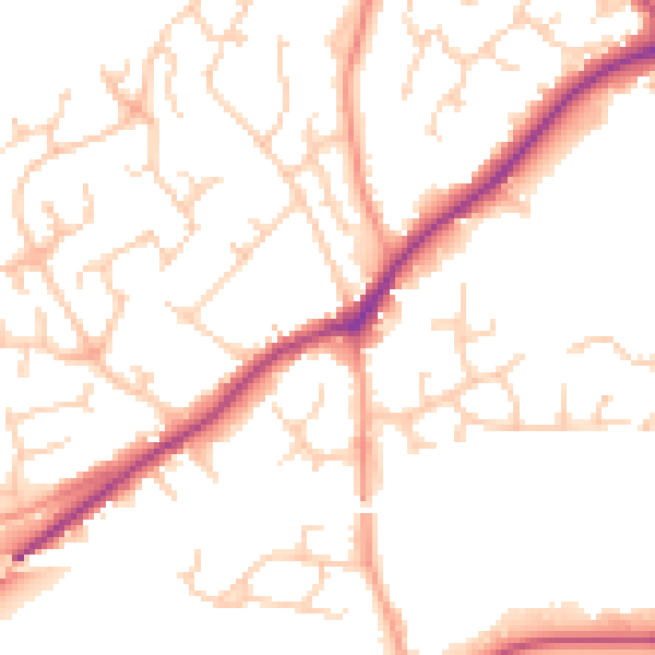 Daytime road noise heatmap for RG27 9DJ