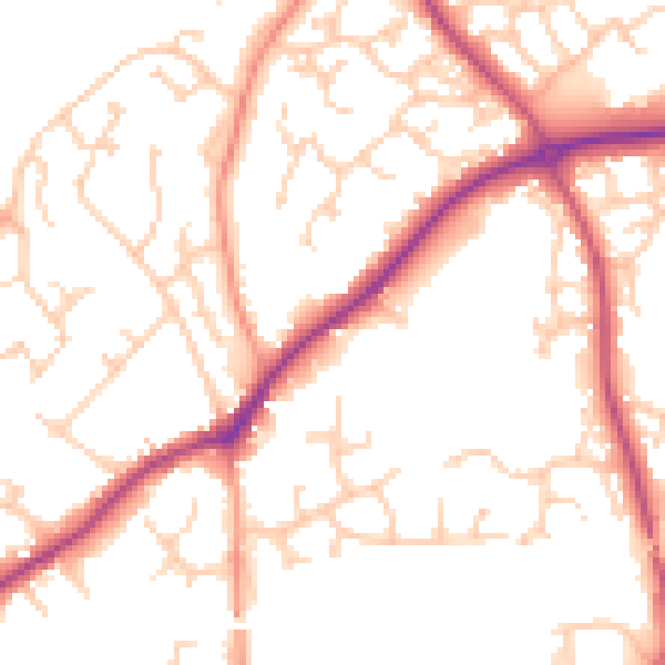 Daytime road noise heatmap for RG27 9EG
