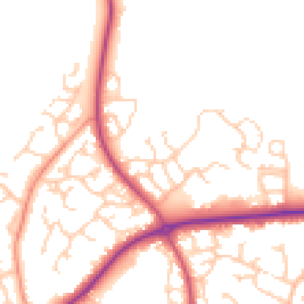 Daytime road noise heatmap for RG27 9FT