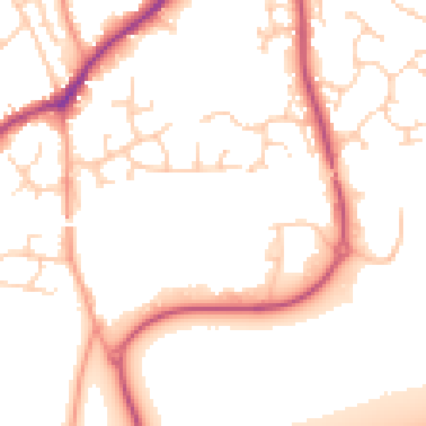Daytime road noise heatmap for RG27 9GX