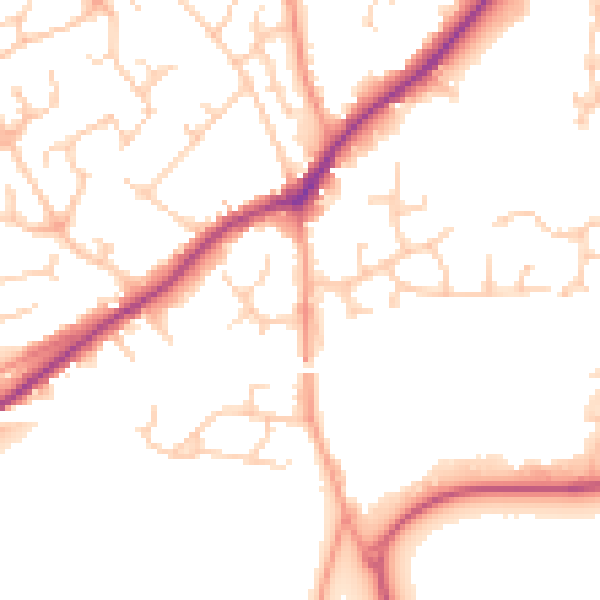 Daytime road noise heatmap for RG27 9HE