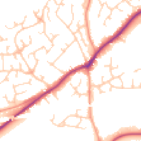 Daytime road noise heatmap for RG27 9JY