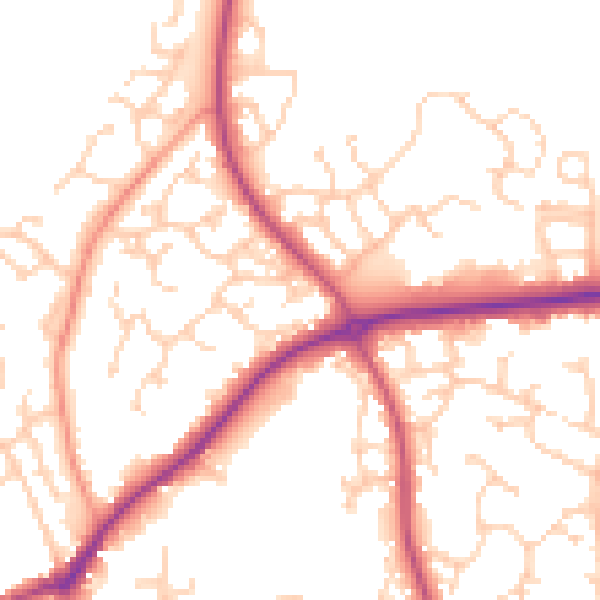 Daytime road noise heatmap for RG27 9RB