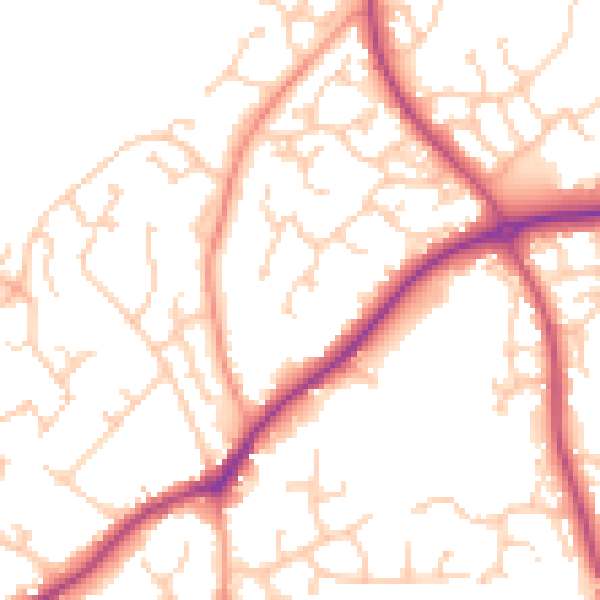 Daytime road noise heatmap for RG27 9RJ