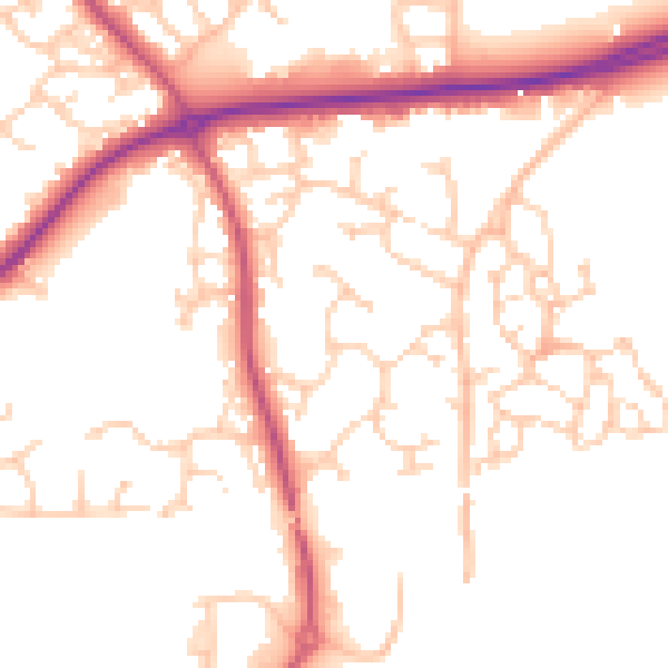 Daytime road noise heatmap for RG27 9SA