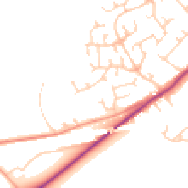 Daytime road noise heatmap for RG27 9SX