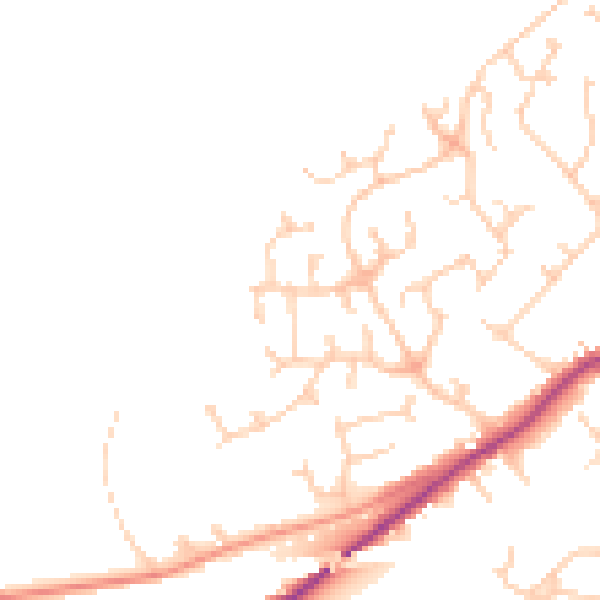 Daytime road noise heatmap for RG27 9SY