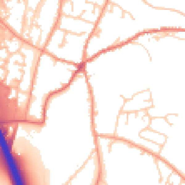 Daytime road noise heatmap for RG28 7AJ