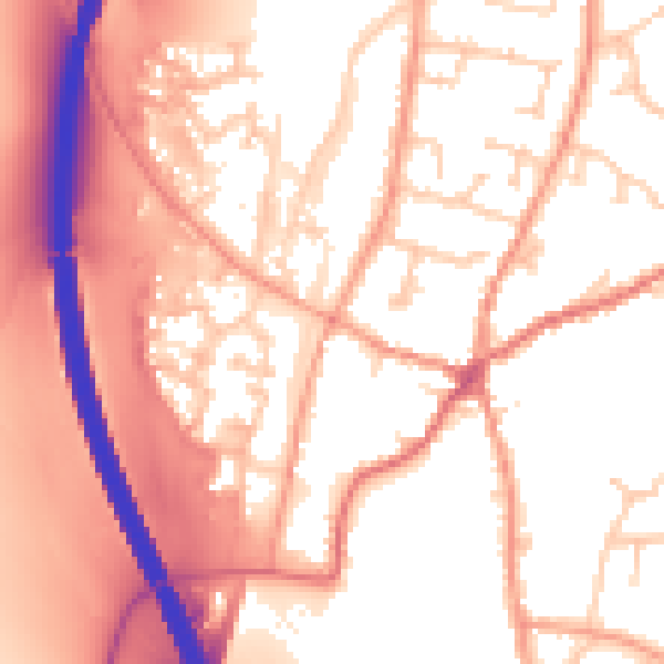 Daytime road noise heatmap for RG28 7BA