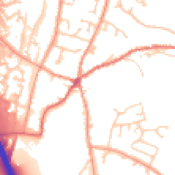 Daytime road noise heatmap for RG28 7BY