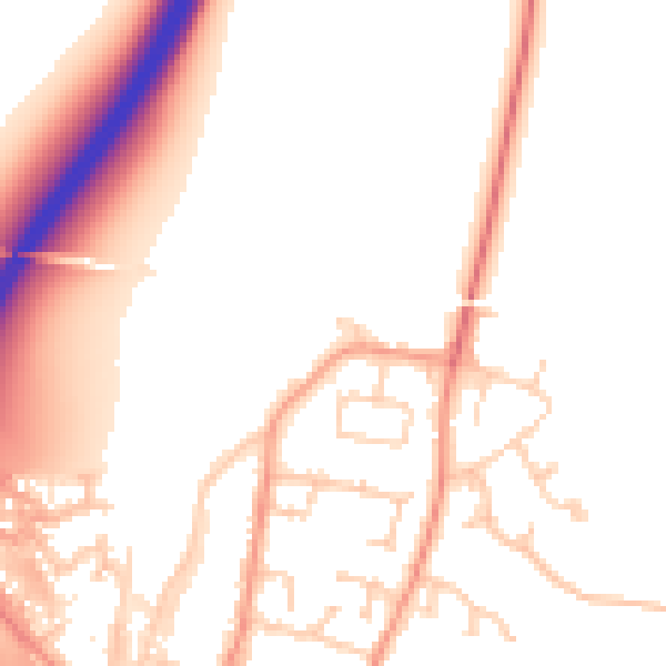 Daytime road noise heatmap for RG28 7BZ
