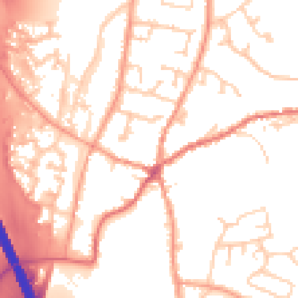 Daytime road noise heatmap for RG28 7DP