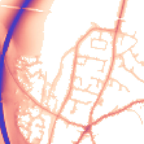 Daytime road noise heatmap for RG28 7EY