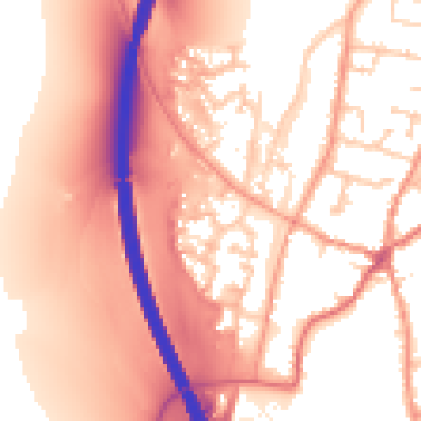 Daytime road noise heatmap for RG28 7FQ