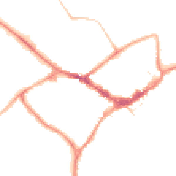 Night-time road noise heatmap for RG40 1AB