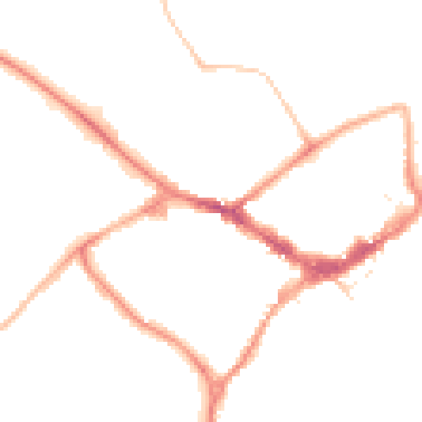 Night-time road noise heatmap for RG40 1BJ