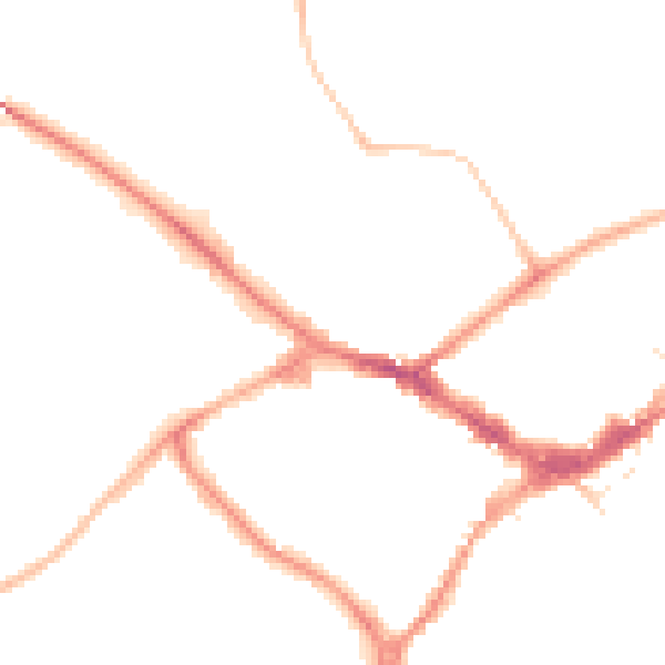 Night-time road noise heatmap for RG40 1BP