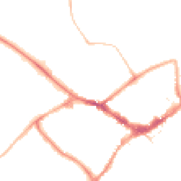 Night-time road noise heatmap for RG40 1DB