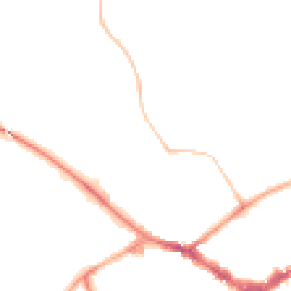 Night-time road noise heatmap for RG40 1DD