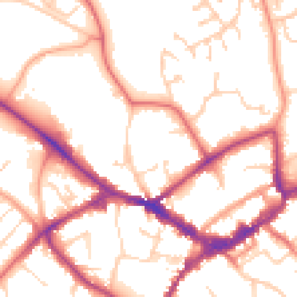 Daytime road noise heatmap for RG40 1DG