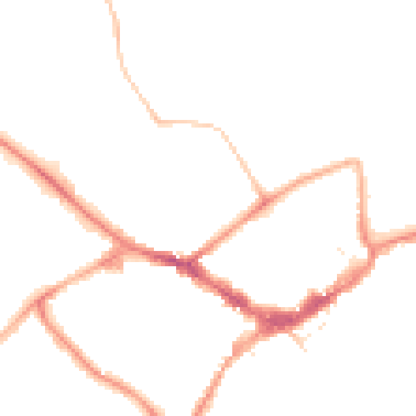 Night-time road noise heatmap for RG40 1DW