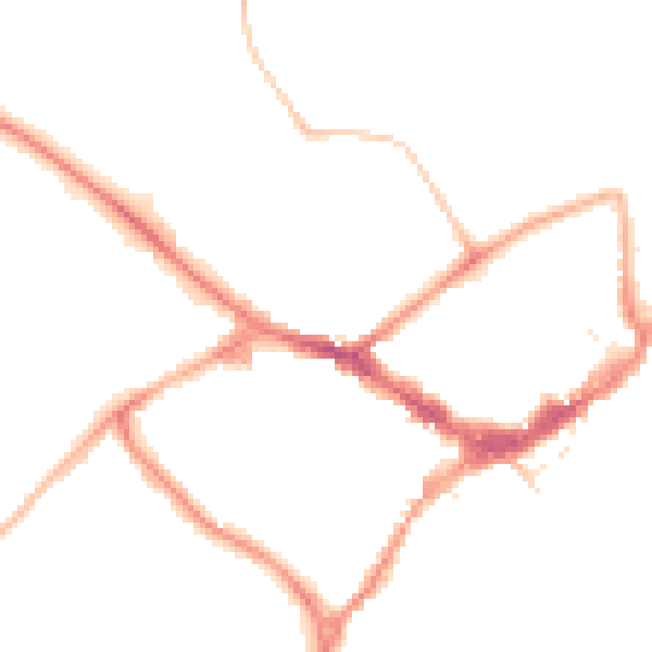 Night-time road noise heatmap for RG40 1EG