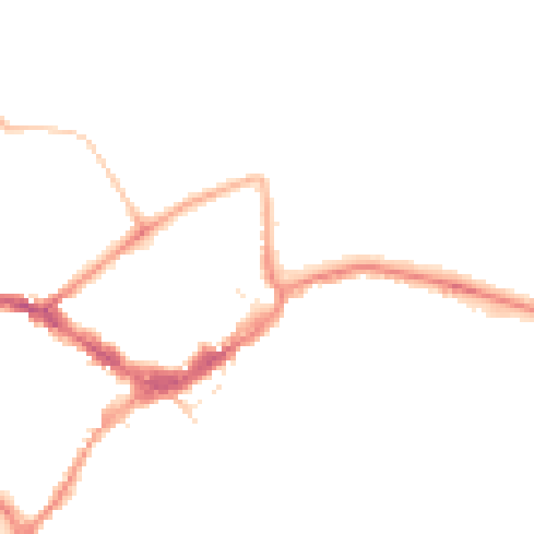 Night-time road noise heatmap for RG40 1TN