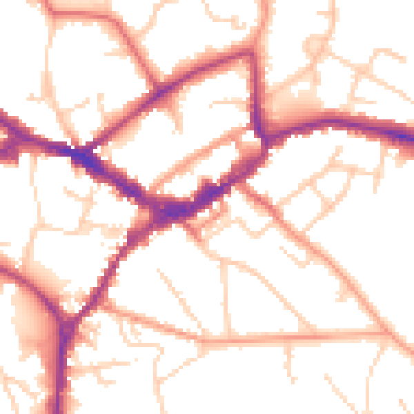 Daytime road noise heatmap for RG40 1XJ