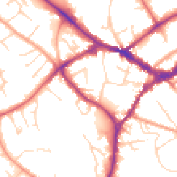 Daytime road noise heatmap for RG40 2AL