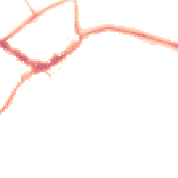 Night-time road noise heatmap for RG40 2EQ