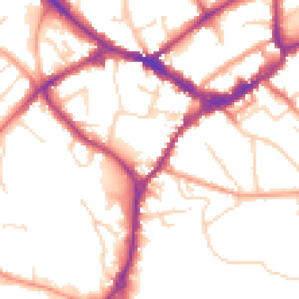 Daytime road noise heatmap for RG40 2EZ