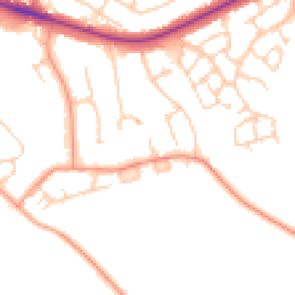 Daytime road noise heatmap for RG40 2JR