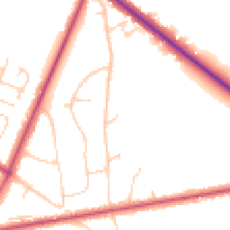 Daytime road noise heatmap for RG40 3EZ
