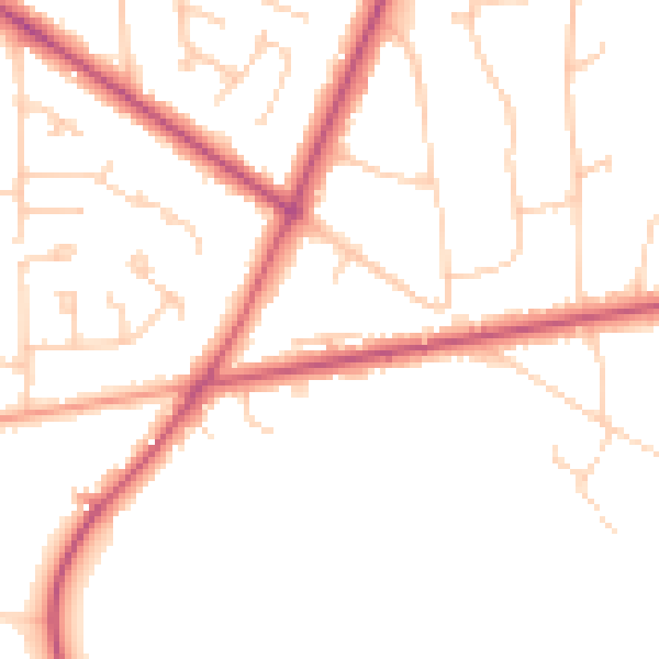 Daytime road noise heatmap for RG40 3QB