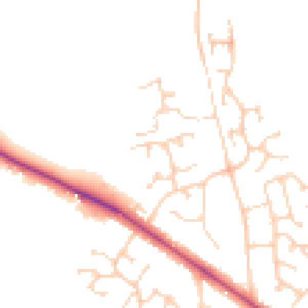 Daytime road noise heatmap for RG40 4RY