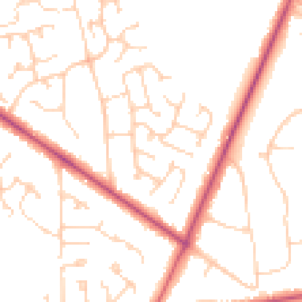 Daytime road noise heatmap for RG40 4UJ