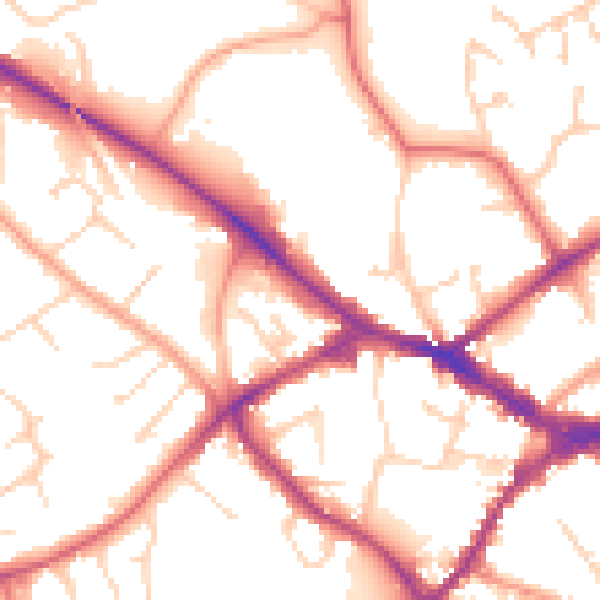Daytime road noise heatmap for RG41 1AB