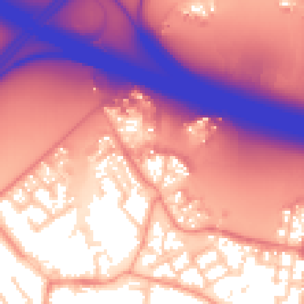 Daytime road noise heatmap for RG41 1AQ