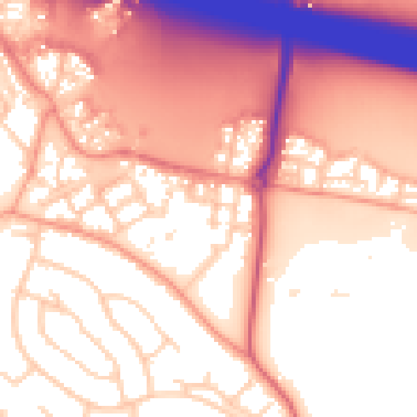 Daytime road noise heatmap for RG41 1BF