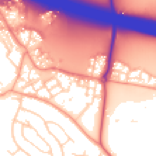 Daytime road noise heatmap for RG41 1DE