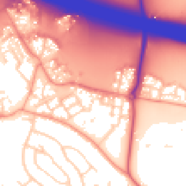 Daytime road noise heatmap for RG41 1DG