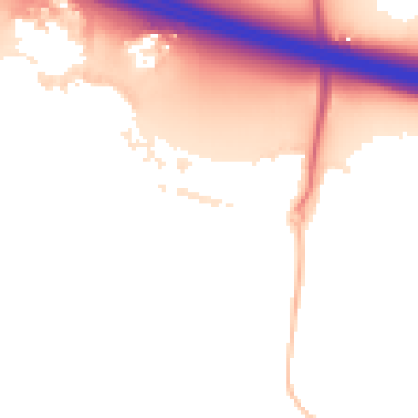 Night-time road noise heatmap for RG41 1DG