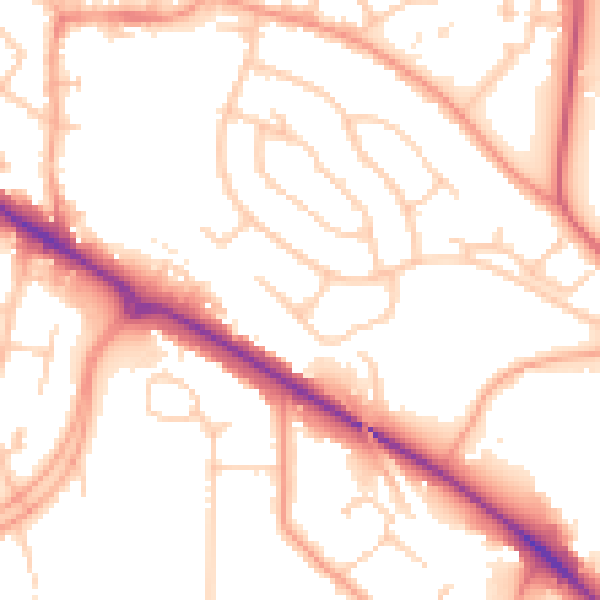 Daytime road noise heatmap for RG41 1NA