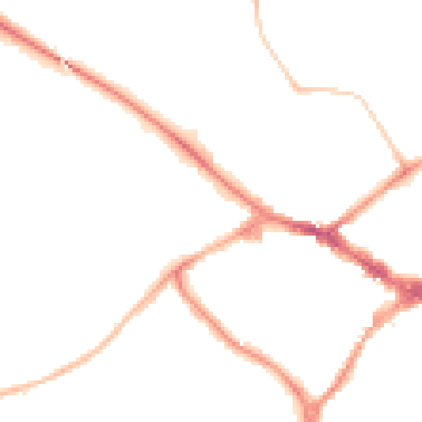 Night-time road noise heatmap for RG41 2BD
