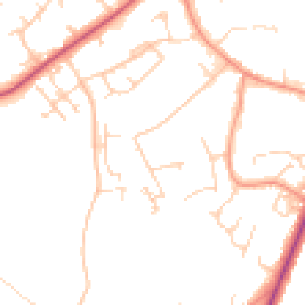 Daytime road noise heatmap for RG41 2BJ